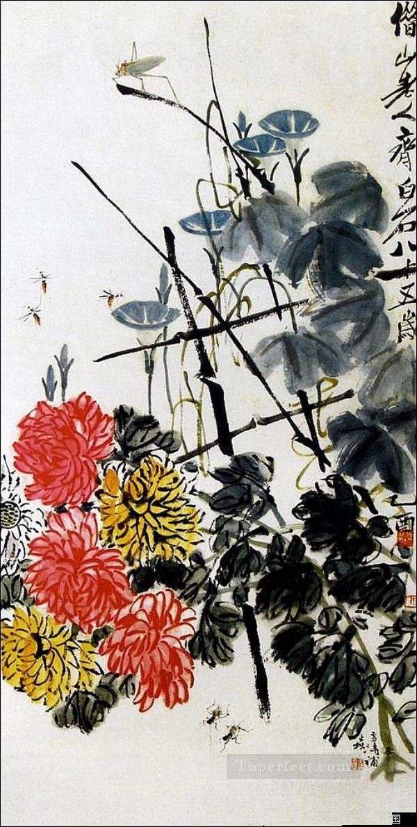 Qi Baishi bugs and flowers old China ink Oil Paintings